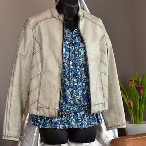 Wilsons Leather Weathered Grey Moto Jacket